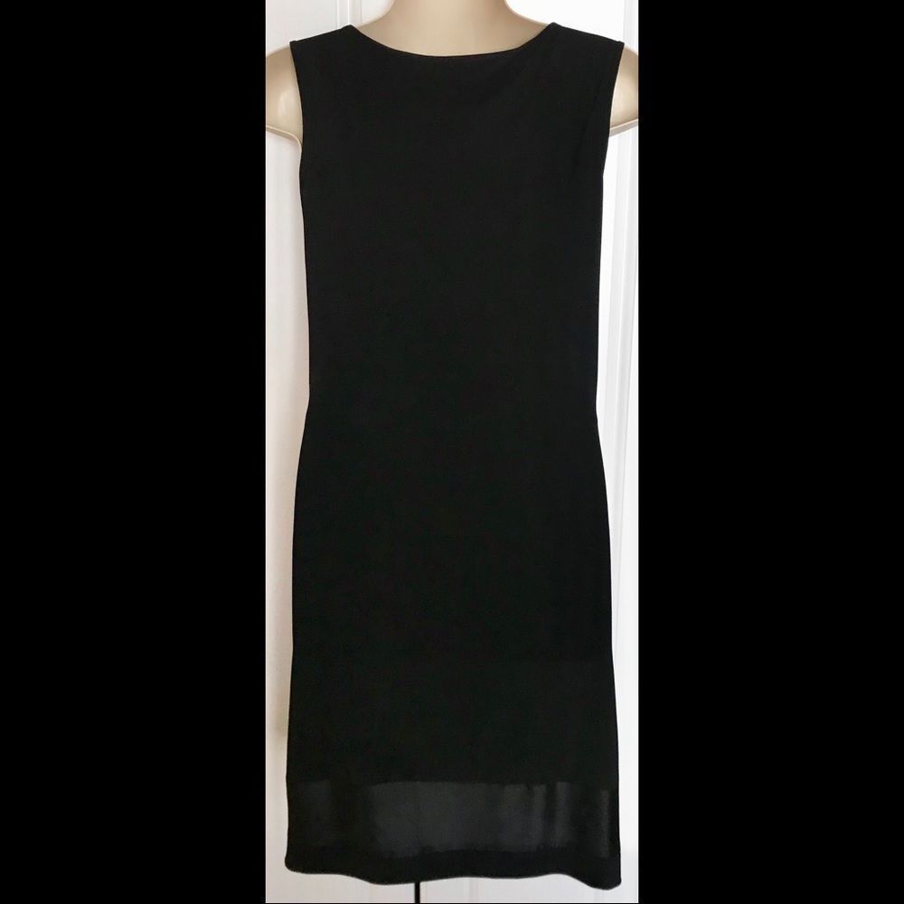 WHBM Black Shift Dress With Silk Trim Size M - Picture 2 of 6